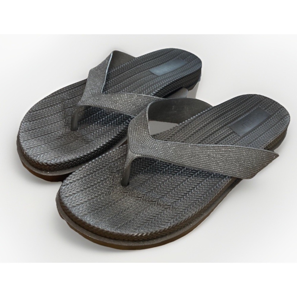 Capelli New York Gray With‎ Rhinestone Flip Flop Sandals US Women's Size 11